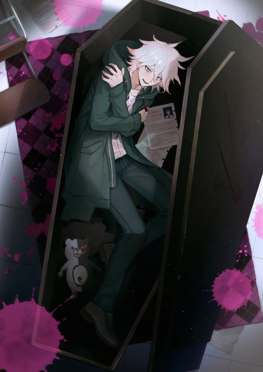 komaeda nagito, hinata hajime, and monokuma (danganronpa and 1 more) drawn by ichigawa_(lethe)