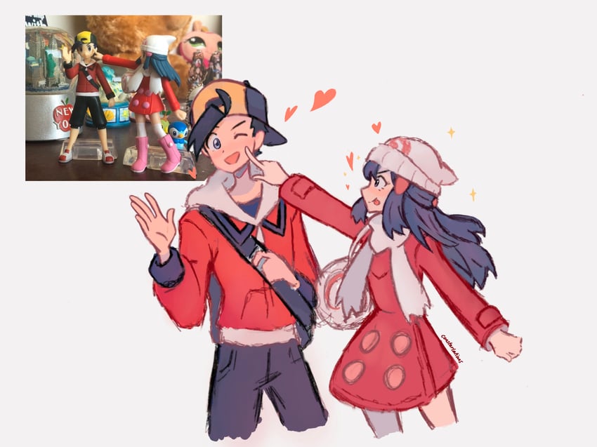 dawn and ethan (pokemon and 3 more) drawn by constarlations