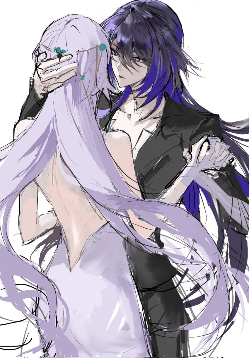 acheron and black swan (honkai and 1 more) drawn by gamegatchihaja