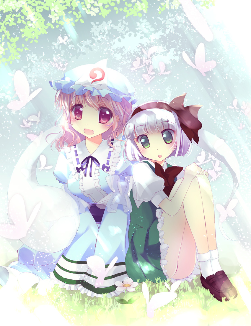 konpaku youmu and saigyouji yuyuko (touhou) drawn by natsukawa_sarasa