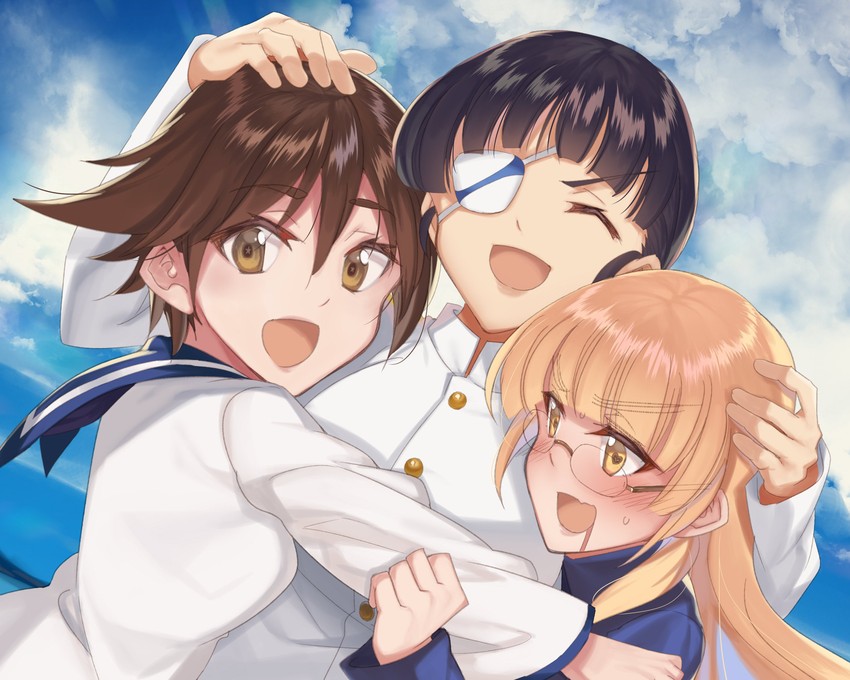 miyafuji yoshika, perrine h. clostermann, and sakamoto mio (world witches series and 1 more) drawn by kabocha_(monkey4)