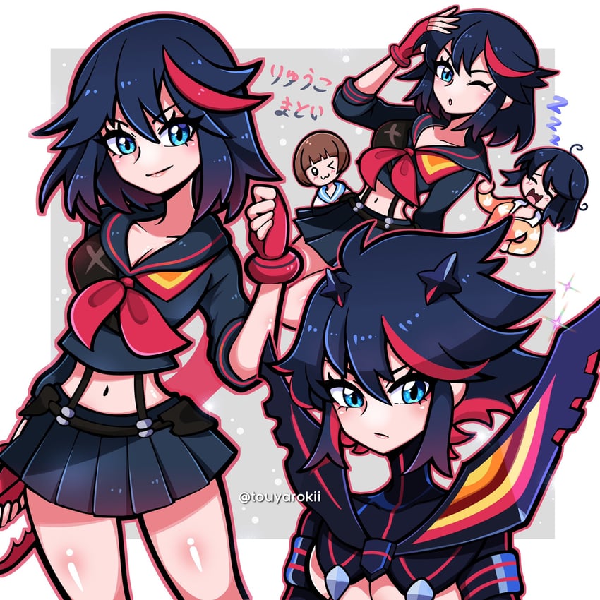 matoi ryuuko, senketsu, and mankanshoku mako (kill la kill) drawn by touyarokii