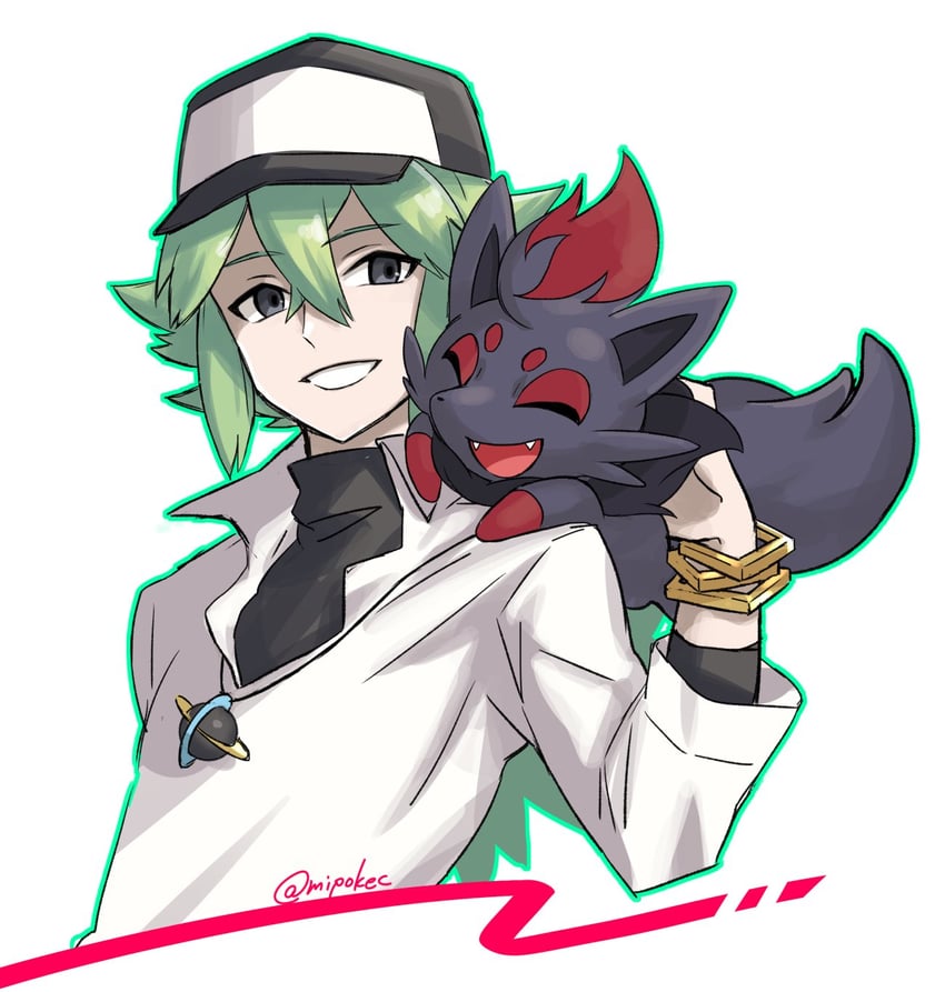 n and zorua (pokemon and 1 more) drawn by mipokec