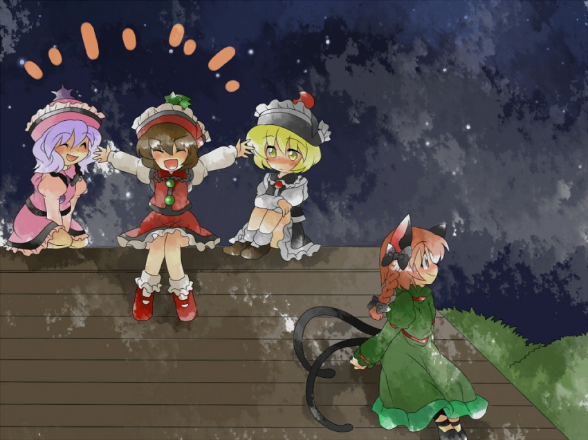 kaenbyou rin, lunasa prismriver, merlin prismriver, and lyrica prismriver (touhou) drawn by hammer_(sunset_beach)