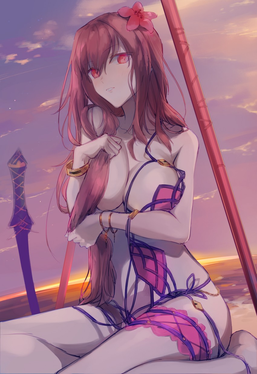scathach (fate and 1 more) drawn by ashita_kura
