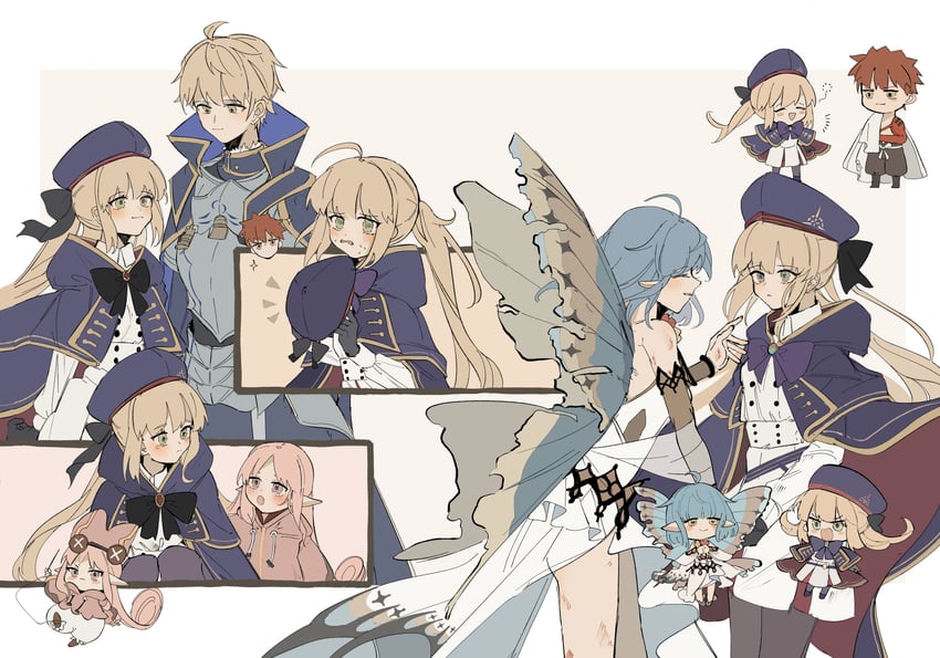 artoria pendragon, emiya shirou, artoria caster, senji muramasa, arthur pendragon, and 4 more (fate and 2 more) drawn by note_nii
