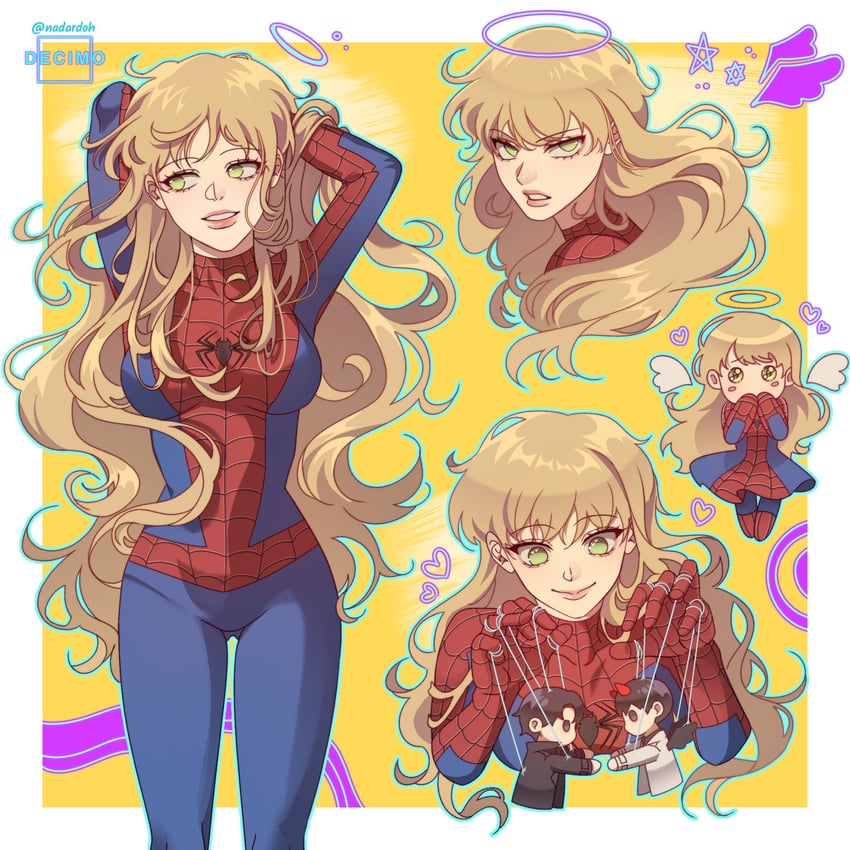 spider-man and uriel (marvel and 2 more) drawn by nadardoh
