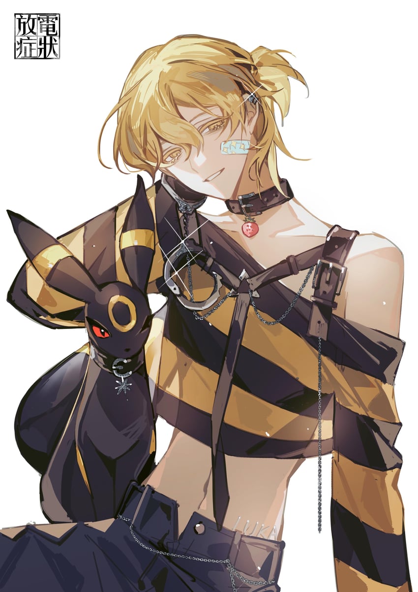 umbreon and luka (pokemon and 1 more) drawn by penzai_fengli