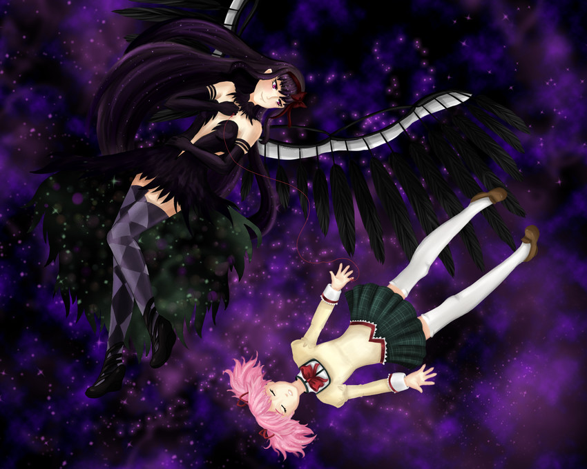 akemi homura, kaname madoka, and akuma homura (mahou shoujo madoka magica and 1 more) drawn by catcotangent