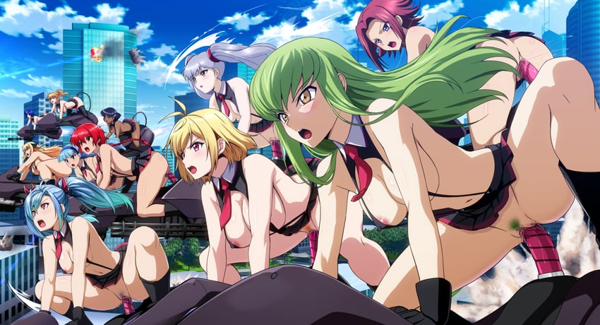 c.c., kouzuki kallen, nadia la arwall, hoshino ruri, shidou hikaru, and 2 more (code geass and 4 more) drawn by daiaru