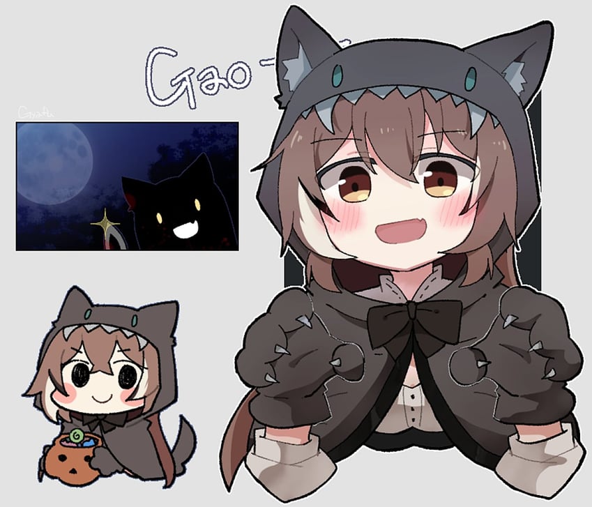 nanashi mumei and smol mumei (hololive and 1 more) drawn by gyaheung