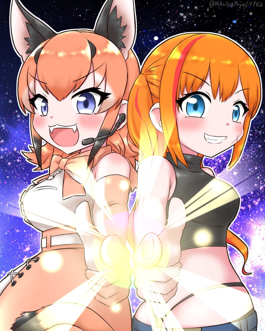 caracal and irodori mayoi (kemono friends and 2 more) drawn by mabuta_(mbt)