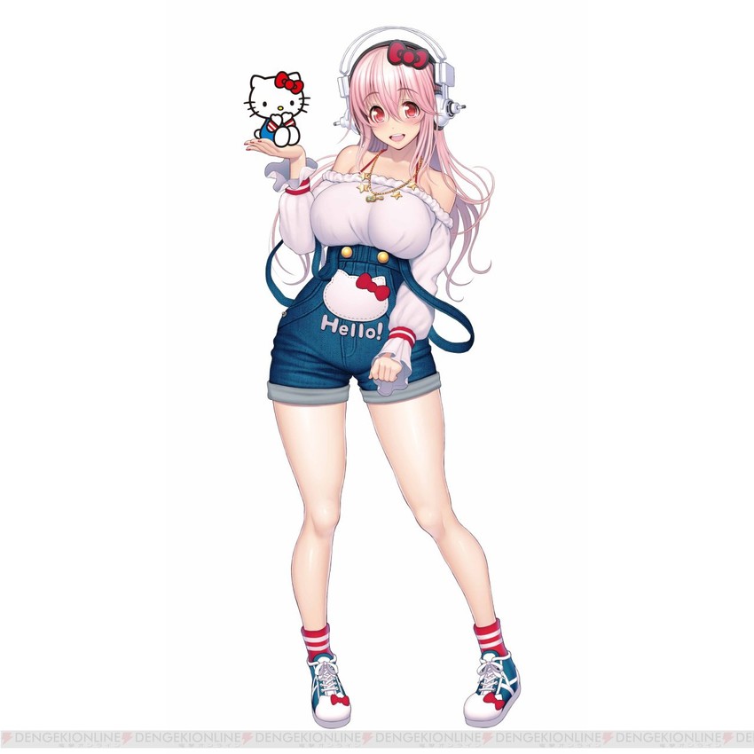 super sonico and hello kitty (sanrio and 2 more) drawn by tsuji_santa