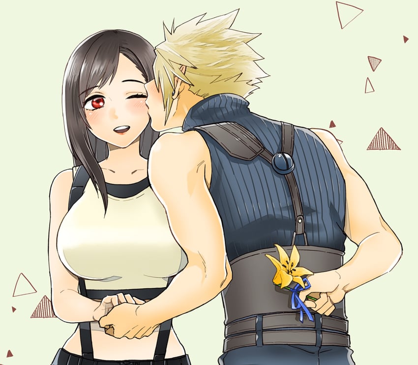 tifa lockhart and cloud strife (final fantasy and 2 more) drawn by shouyu_(soysoy)