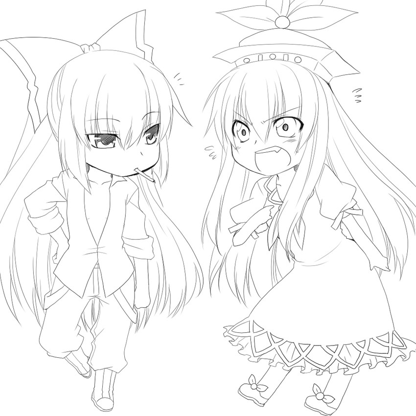 fujiwara no mokou and kamishirasawa keine (touhou) drawn by ogera_okera