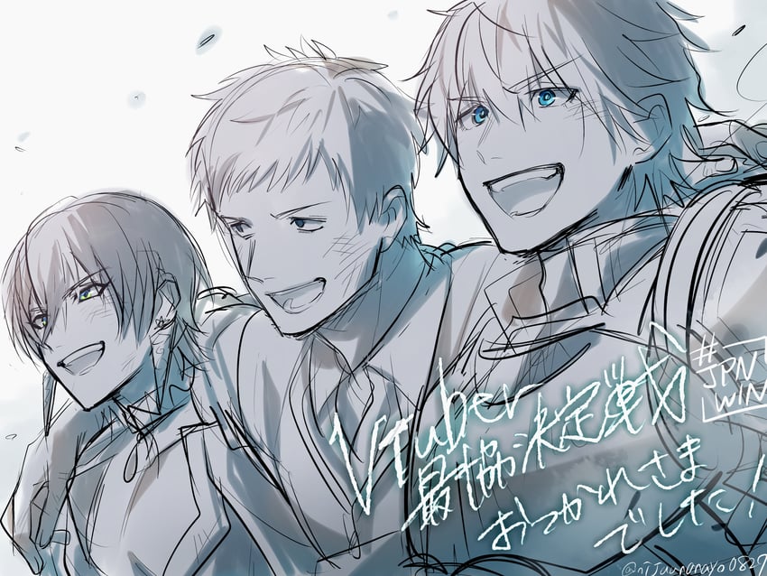 yashiro kizuku, ex albio, and ibrahim (nijisanji) drawn by ninahachi
