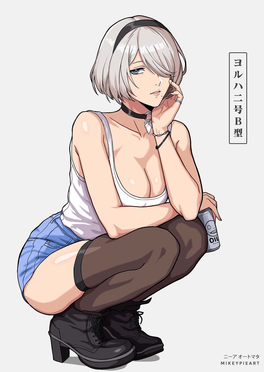 2b and emil (nier and 1 more) drawn by mikey_pie