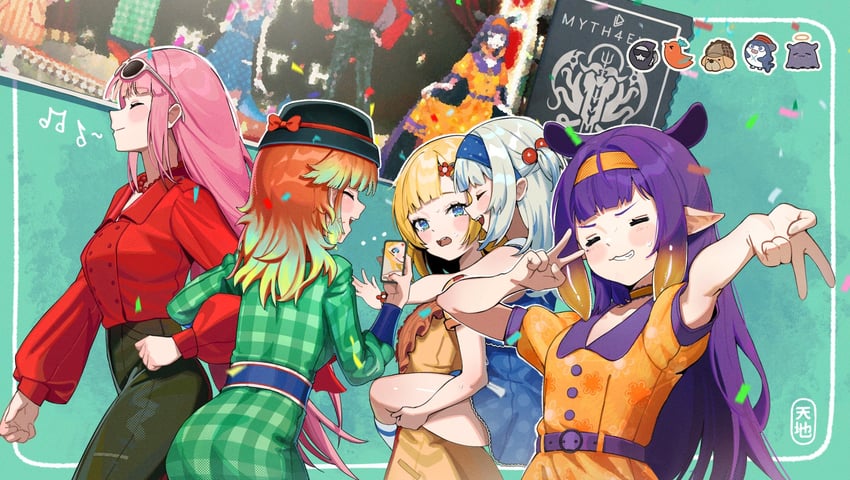 gawr gura, mori calliope, ninomae ina'nis, takanashi kiara, watson amelia, and 5 more (hololive and 1 more) drawn by tenchi_mayo