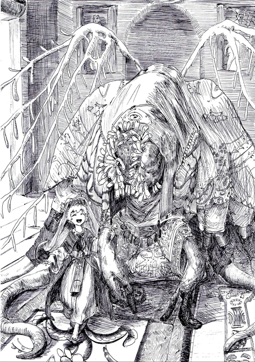hatoba tsugu and ebrietas daughter of the cosmos (bloodborne and 1 more) drawn by kiwa_(soek)