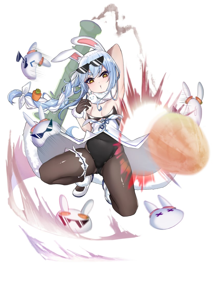 usada pekora, don-chan, and pekomon (hololive) drawn by sherryqq