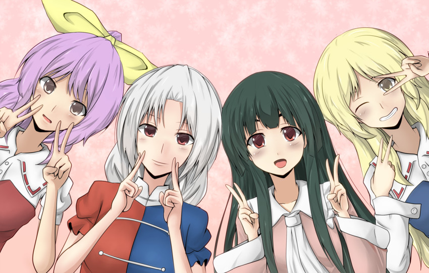 houraisan kaguya, yagokoro eirin, watatsuki no yorihime, and watatsuki no toyohime (touhou) drawn by shamisen_(syami_sen)