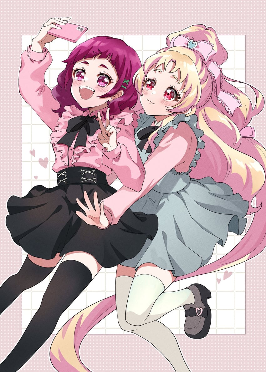 nono hana and hug-tan (precure and 1 more) drawn by muginome_(bakuga_chan2)