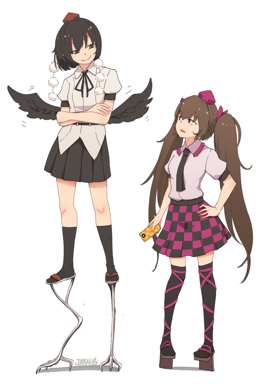 shameimaru aya and himekaidou hatate (touhou) drawn by senzaicha_kasukadoki