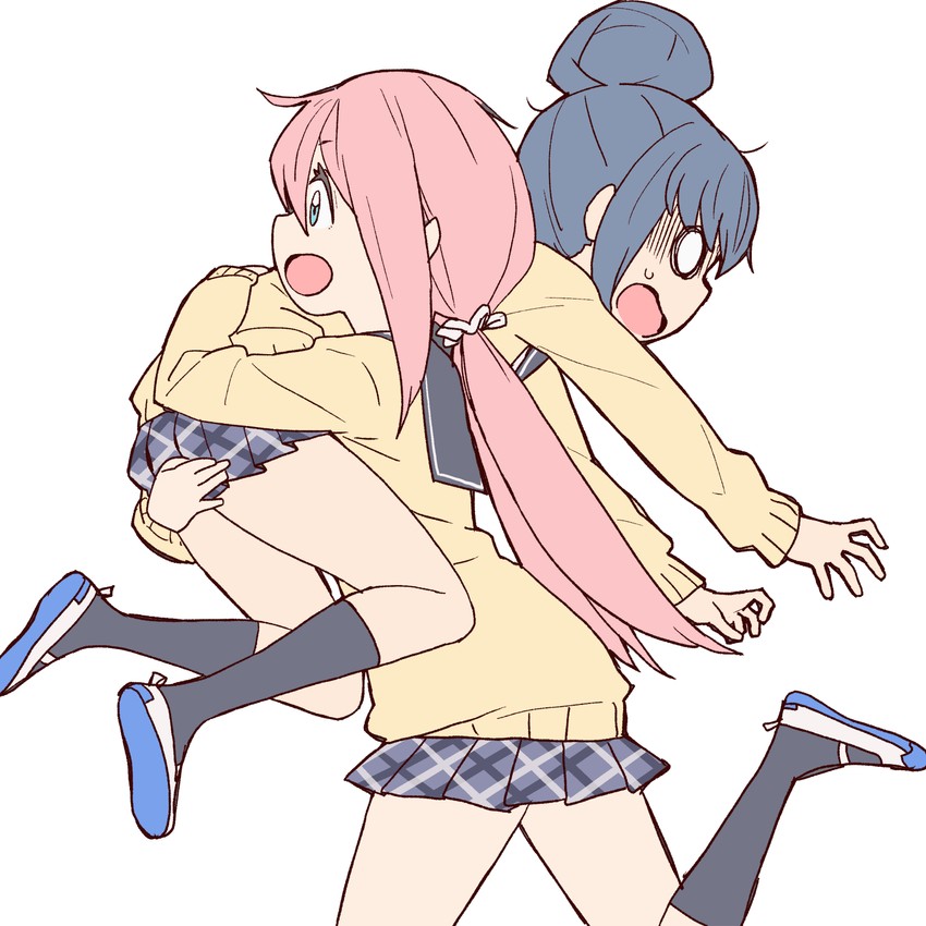 shima rin and kagamihara nadeshiko (yurucamp) drawn by onsen_tamago_(hs_egg)