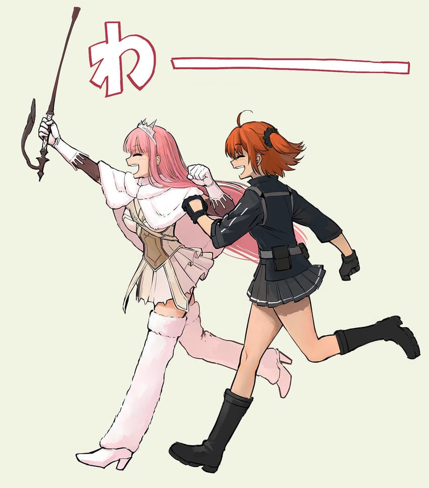 fujimaru ritsuka and medb (fate and 1 more) drawn by b_suke
