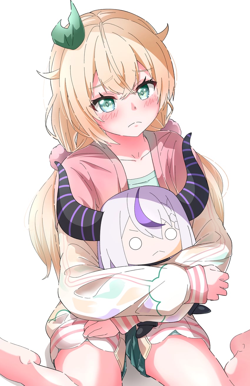la+ darknesss and kazama iroha (hololive) drawn by hishaku_(hkthsk527)