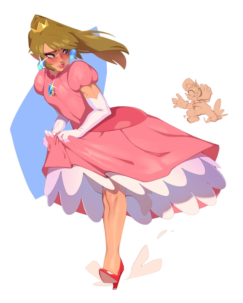 link, princess peach, and mario (the legend of zelda and 1 more) drawn by combos_&_doodles