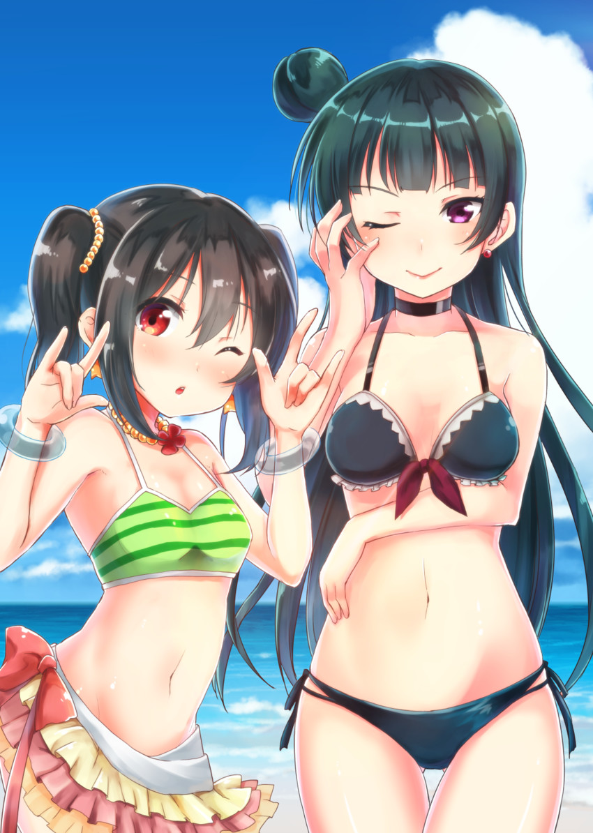 yazawa nico and tsushima yoshiko (love live! and 2 more) drawn by nachiku