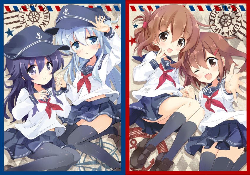 hibiki, inazuma, ikazuchi, and akatsuki (kantai collection) drawn by hizuki_yayoi