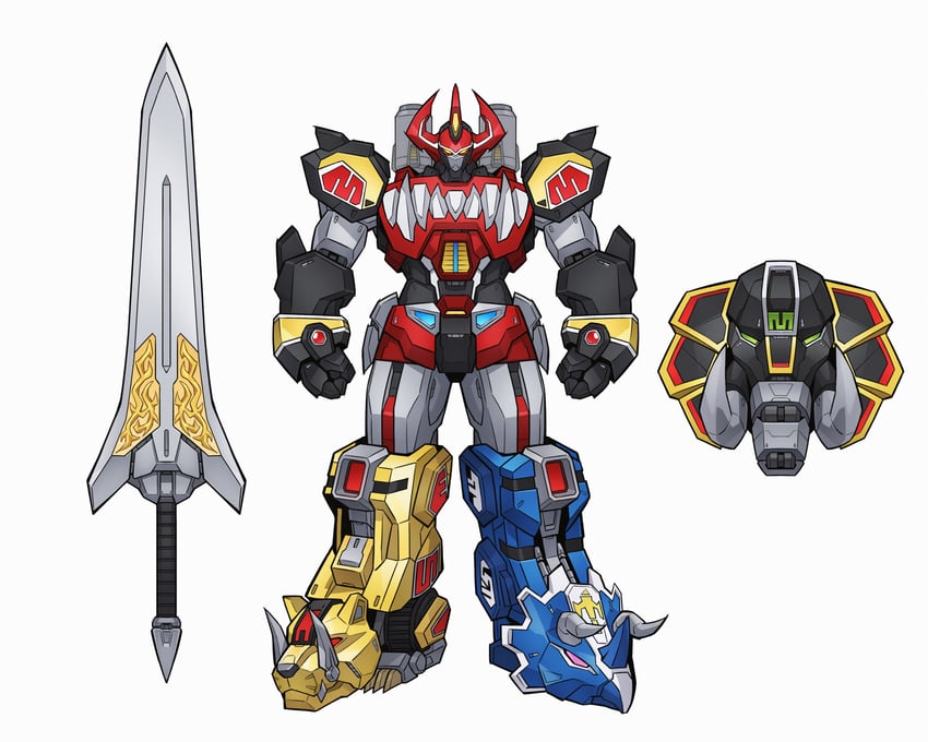 daizyuzin and dino megazord (super sentai and 3 more) drawn by onion_maru