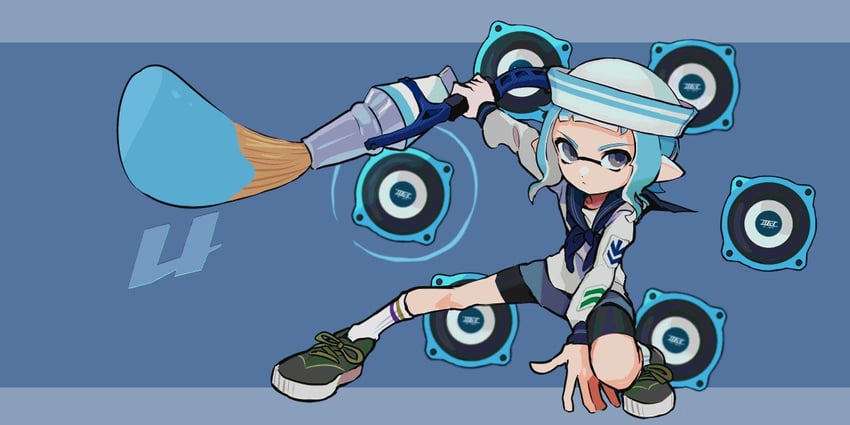inkling player character and inkling girl (splatoon) drawn by imaikuy0