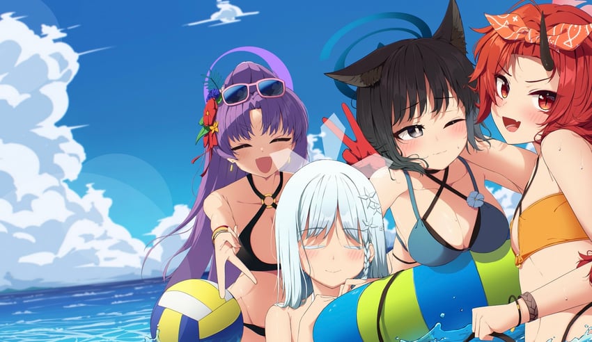 kikyou, yukari, nagusa, and renge (blue archive) drawn by hasu202mm
