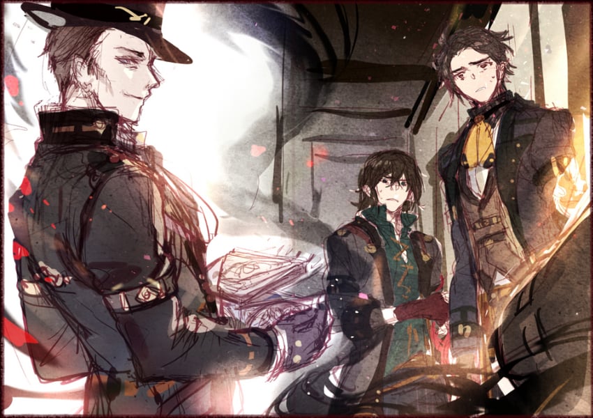 klein moretti, leonard mitchell, and dunn smith (lord of the mysteries) drawn by achan_(blue_semi)