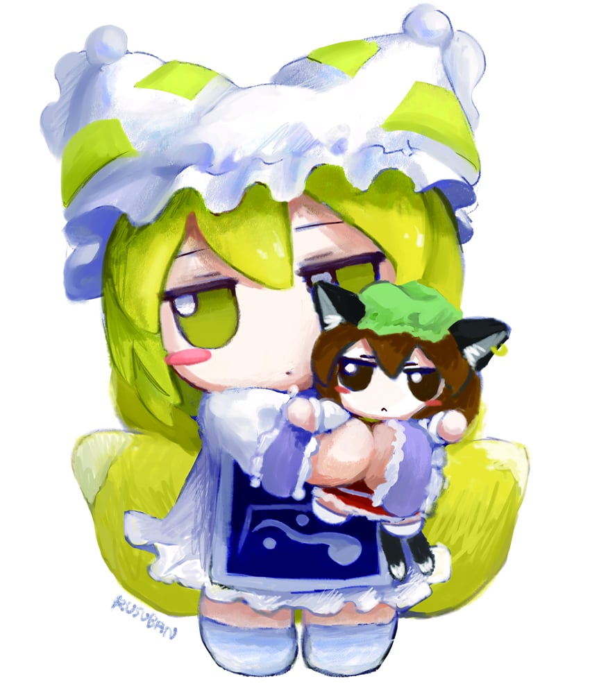 yakumo ran and chen (touhou) drawn by rusuban_(yakumora_n)