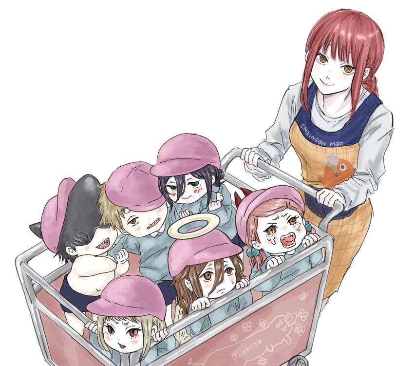 makima, power, denji, reze, pochita, and 3 more (chainsaw man) drawn by iing_naoe