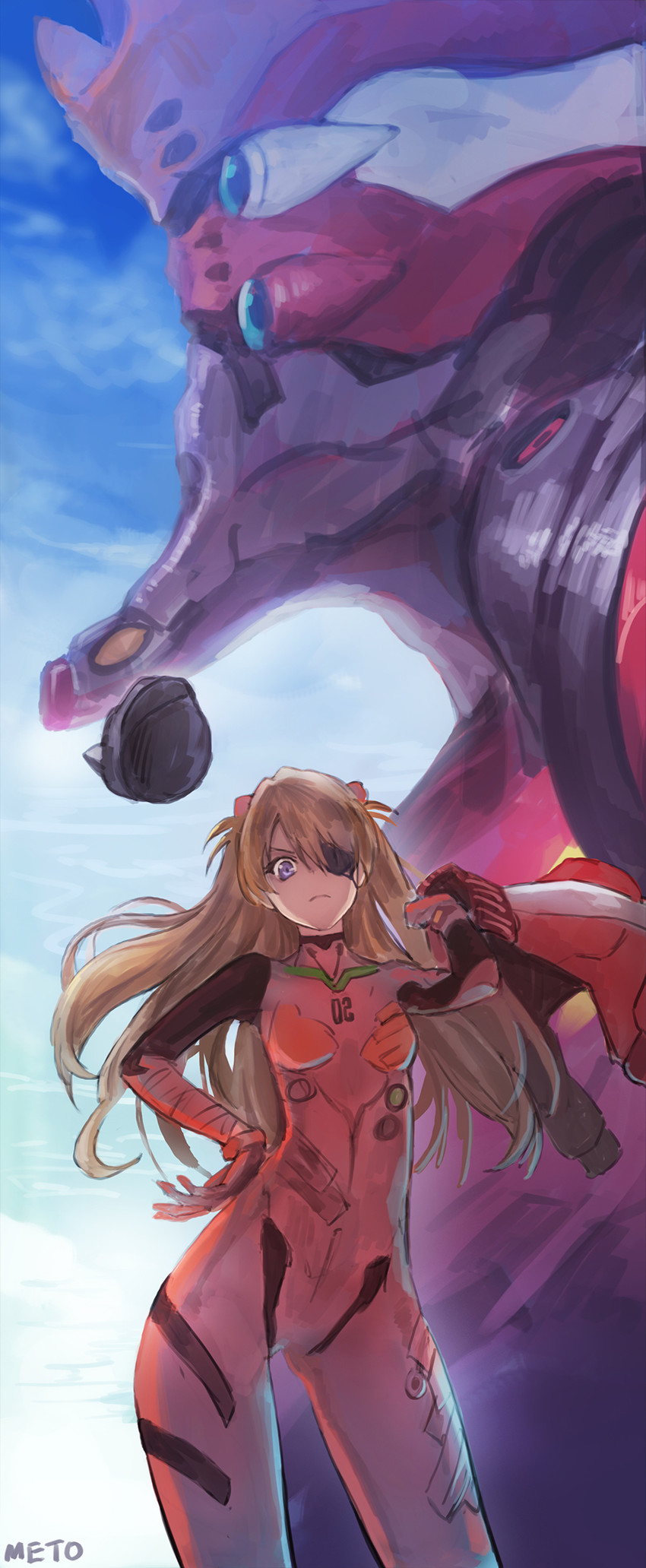 souryuu asuka langley and eva 02 (neon genesis evangelion and 2 more) drawn by meto31