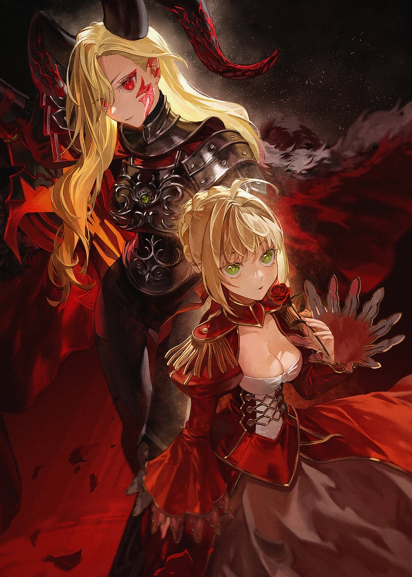 nero claudius and queen draco (fate and 1 more) drawn by daeraeband