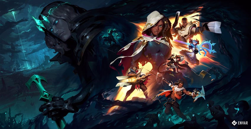gwen, graves, viego, vayne, thresh, and 3 more (league of legends) drawn by snatti