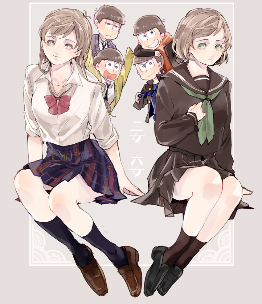 matsuno osomatsu, matsuno karamatsu, matsuno ichimatsu, matsuno jyushimatsu, matsuno choromatsu, and 1 more (osomatsu and 1 more) drawn by syaketosyake