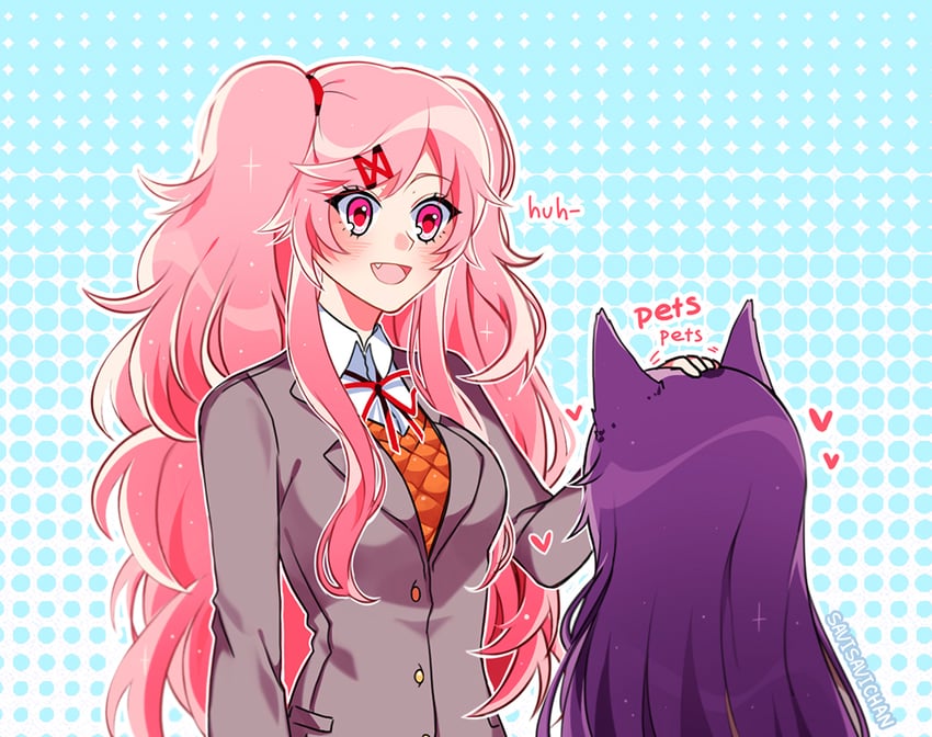 natsuki and yuri (doki doki literature club) drawn by savi_(byakushimc)
