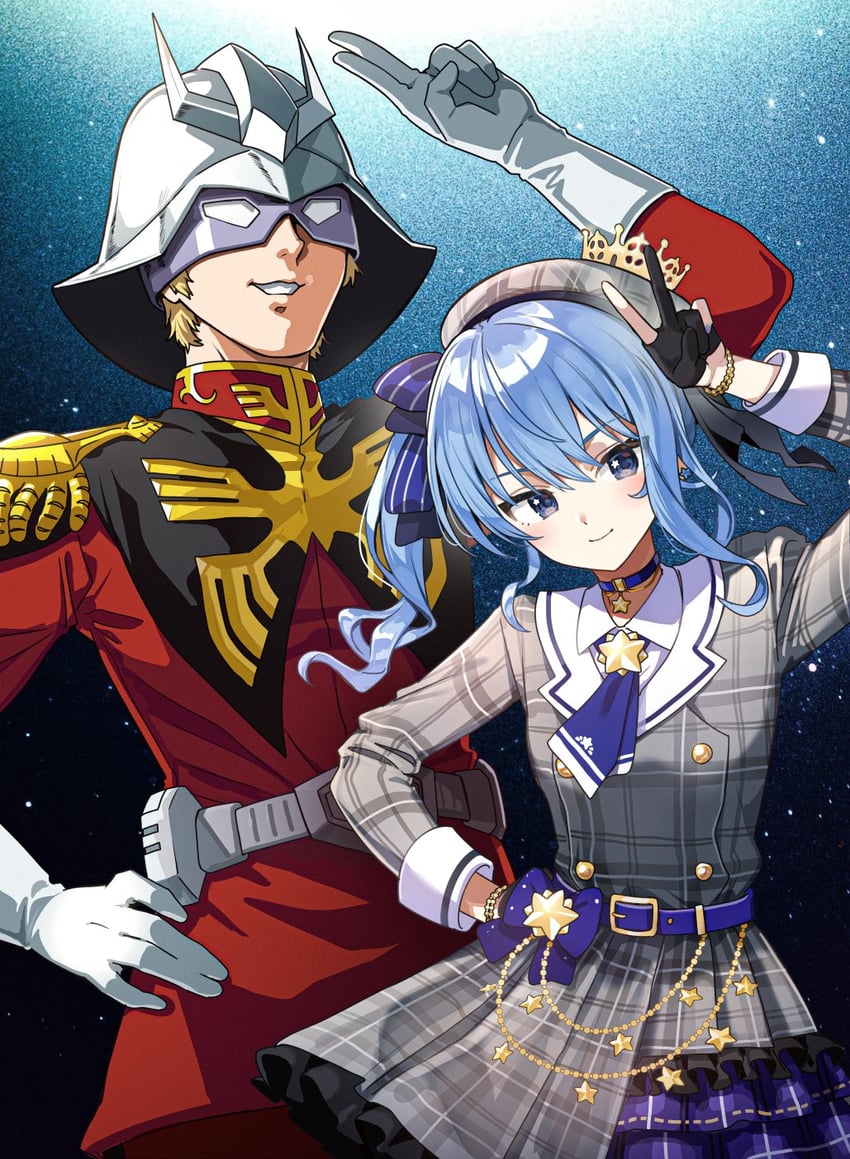 hoshimachi suisei and char aznable (hololive and 2 more) drawn by nishizawa