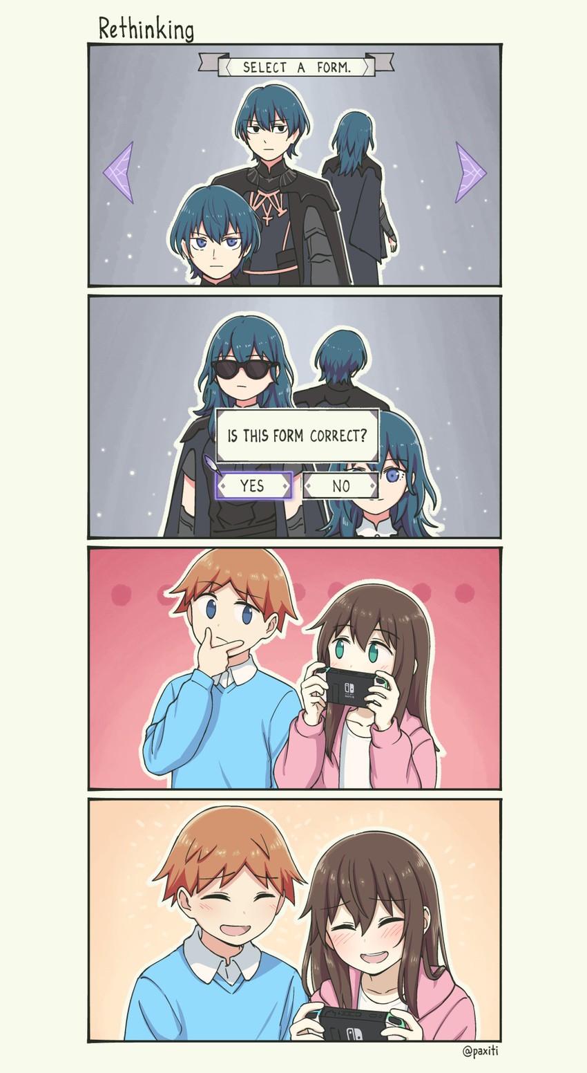 female byleth and male byleth (original and 2 more) drawn by pas_(paxiti)
