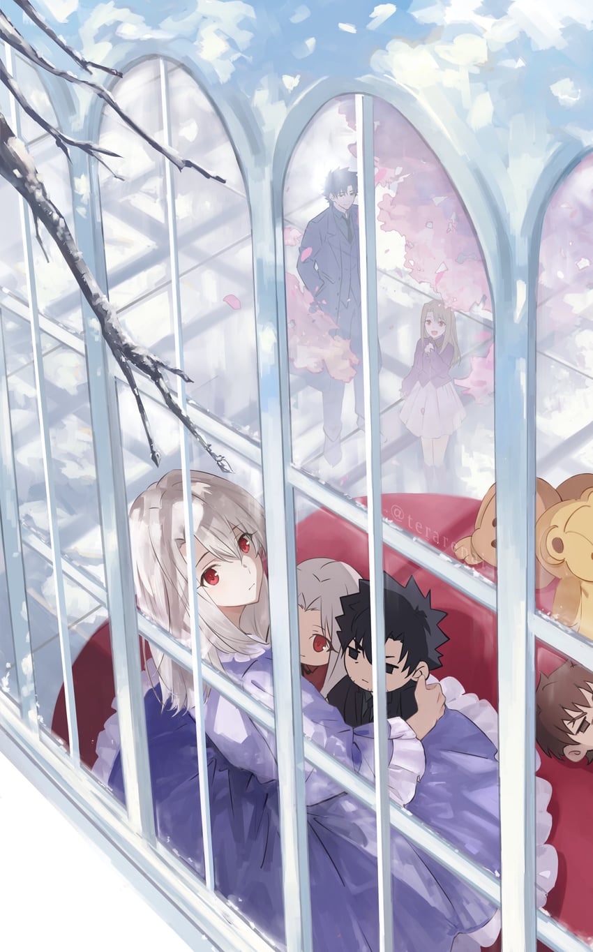 illyasviel von einzbern, kotomine kirei, emiya kiritsugu, and irisviel von einzbern (fate and 2 more) drawn by terarenai
