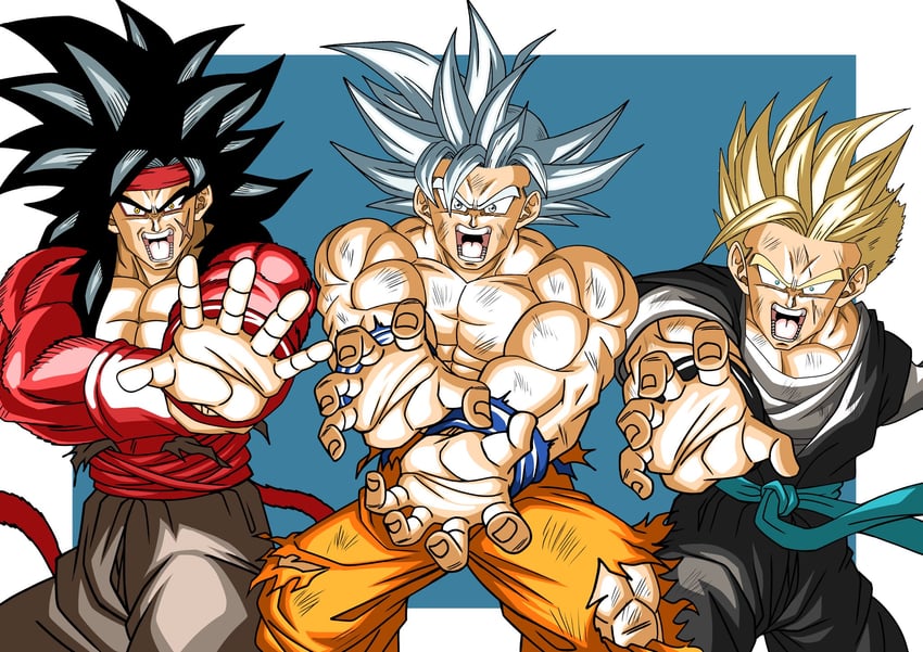 son goku, son gohan, and bardock (dragon ball and 1 more) drawn by qcumber_illust
