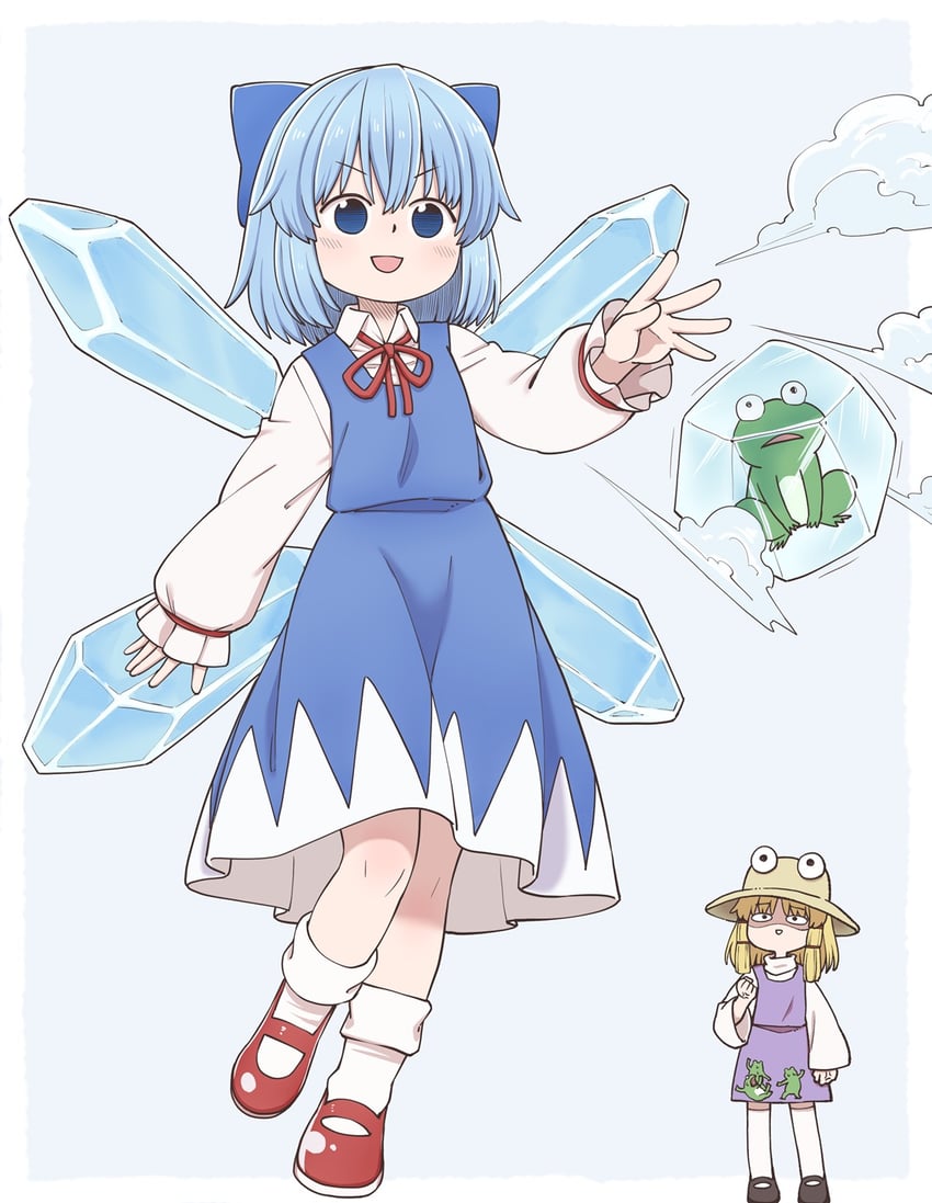 cirno and moriya suwako (touhou) drawn by poronegi