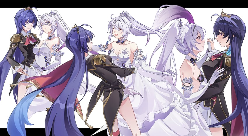 kiana kaslana and raiden mei (honkai and 1 more) drawn by hetare_mizu
